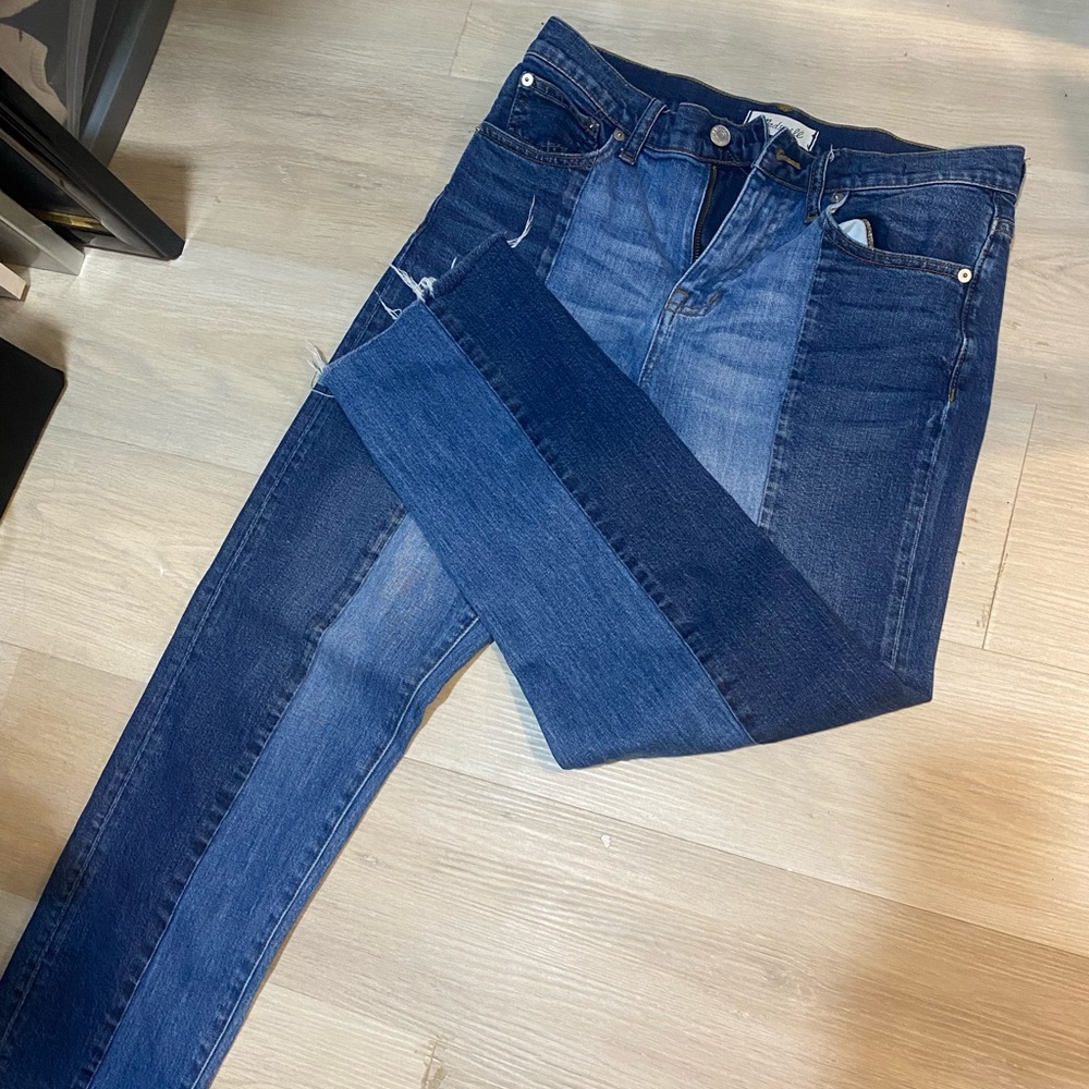 Madewell cruiser straight leg two-tone jeans